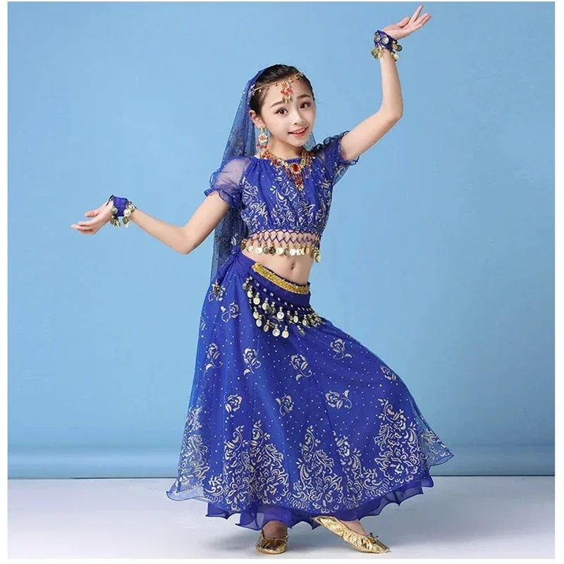 Stage Performance Indian Dance Wear Multi-Color 4Pcs/Set New Style Kids Belly Dance Costume Set