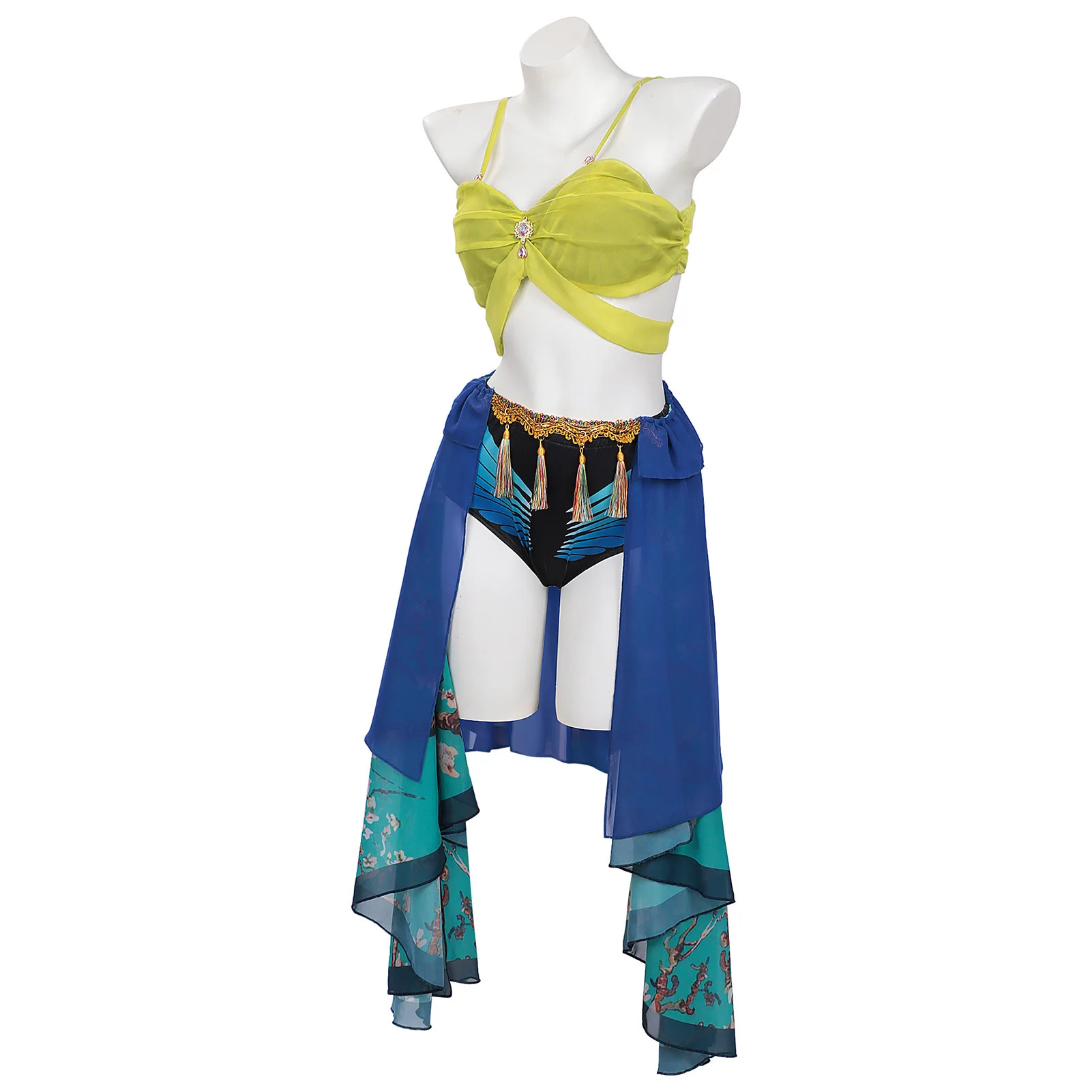 Britney Spears Slave Outfit, Sexy Blue Bra Shorts Skirt Set, Stage Dance Performance Costume, Halloween Carnival Party Cosplay view 3