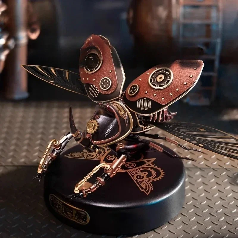 Intelligent control rhinoceros beetle hand-assembled model, high difficulty decompression punk ornament