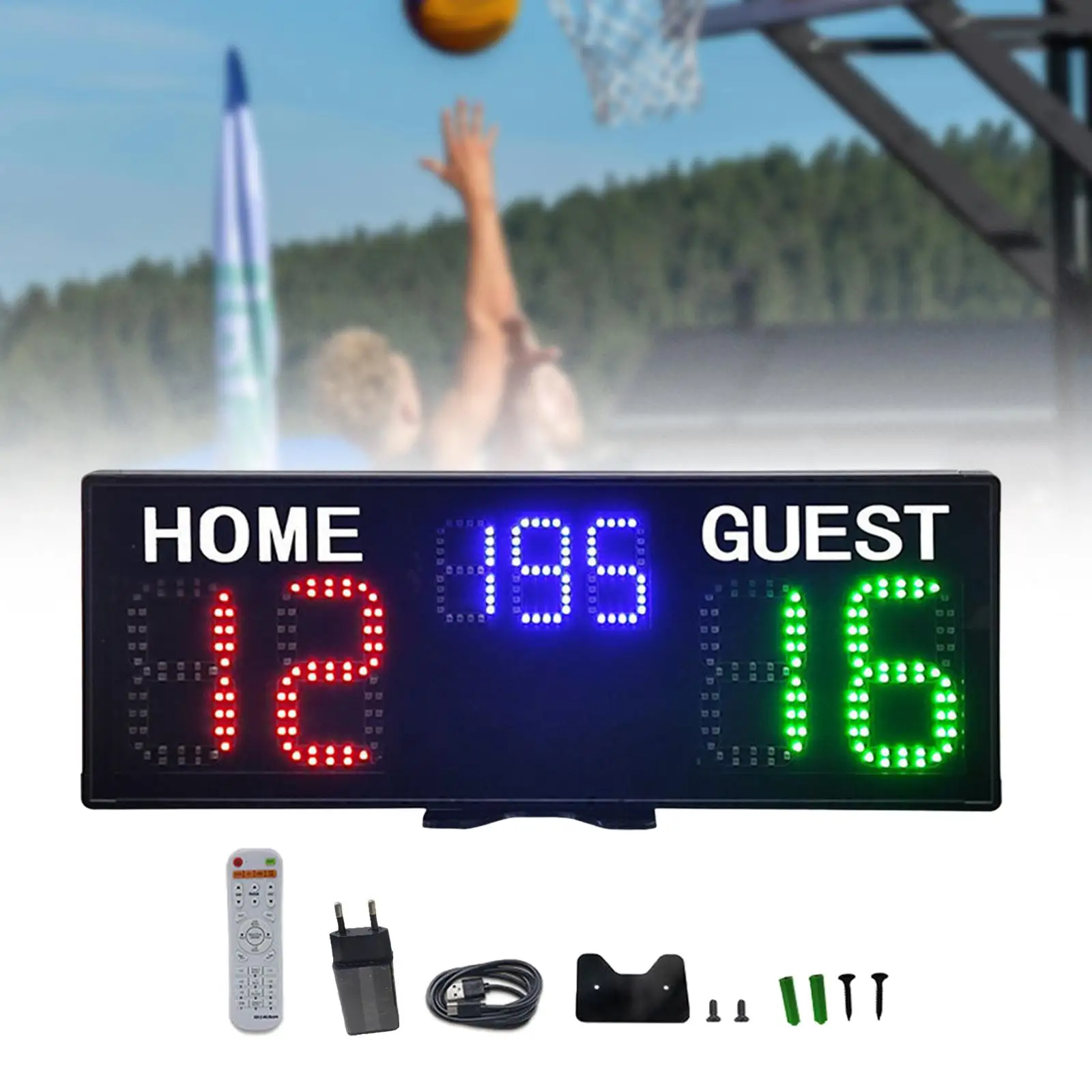 

Electronic Basketball Scoreboard with Remote Control Professional Wall Mount Digital Scoreboard for Competition Indoor Outdoor