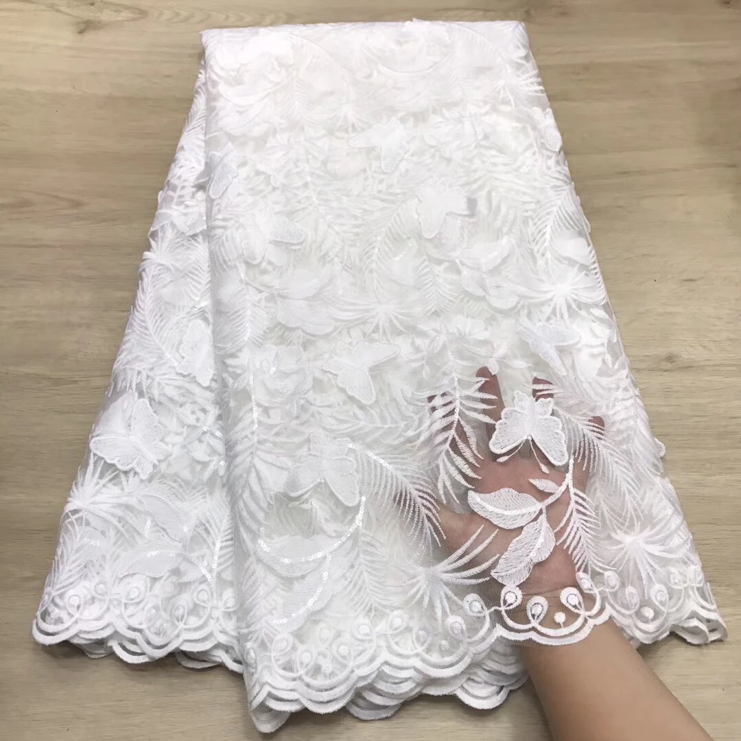 African Sequins Lace Fabric Latest Fabric 2020 High Quality Lace Material Nigerian Tulle Lace Fabrics For Dress