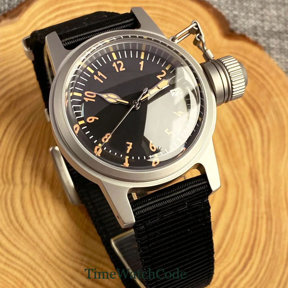 Tandorio Frogman Automatic Watch for Men Vintage Domed Sapphire Crystal NH35 Movement Date Sandblasted 200m Waterproof 36mm