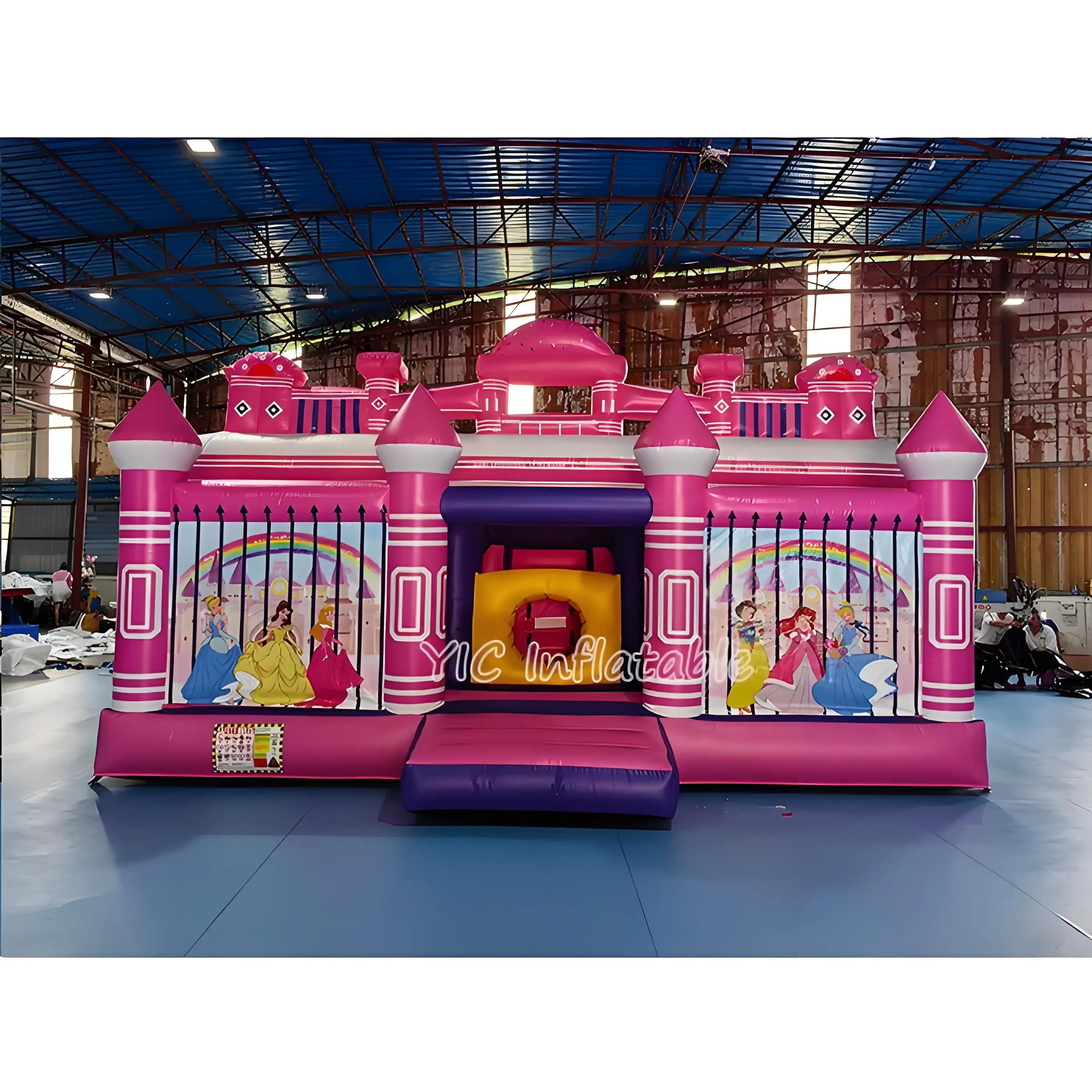 Popular Princess Themed PVC Inflatable Bounce House With Slide Includes Blower And Repair Kit For Outdoor Fun