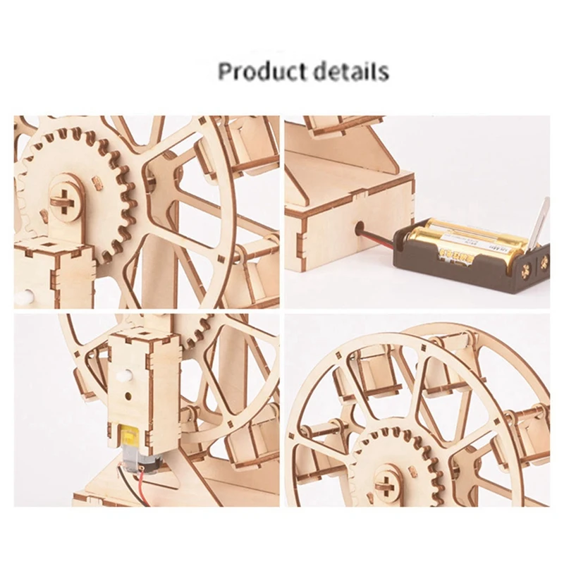 3D DIY Electric Craft Ferris Wheel Puzzle Game Wooden Model Building Kits Science Educational Toys For Kids Gift