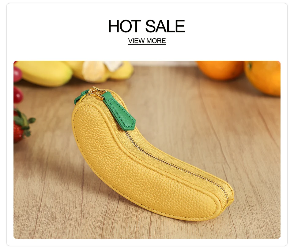 CONTACT'S Genuine Leather Bag Charm, Fruit Series Mini Pouch Keychain, Cute Handbag Pendant for Women, Female Small Item Holder