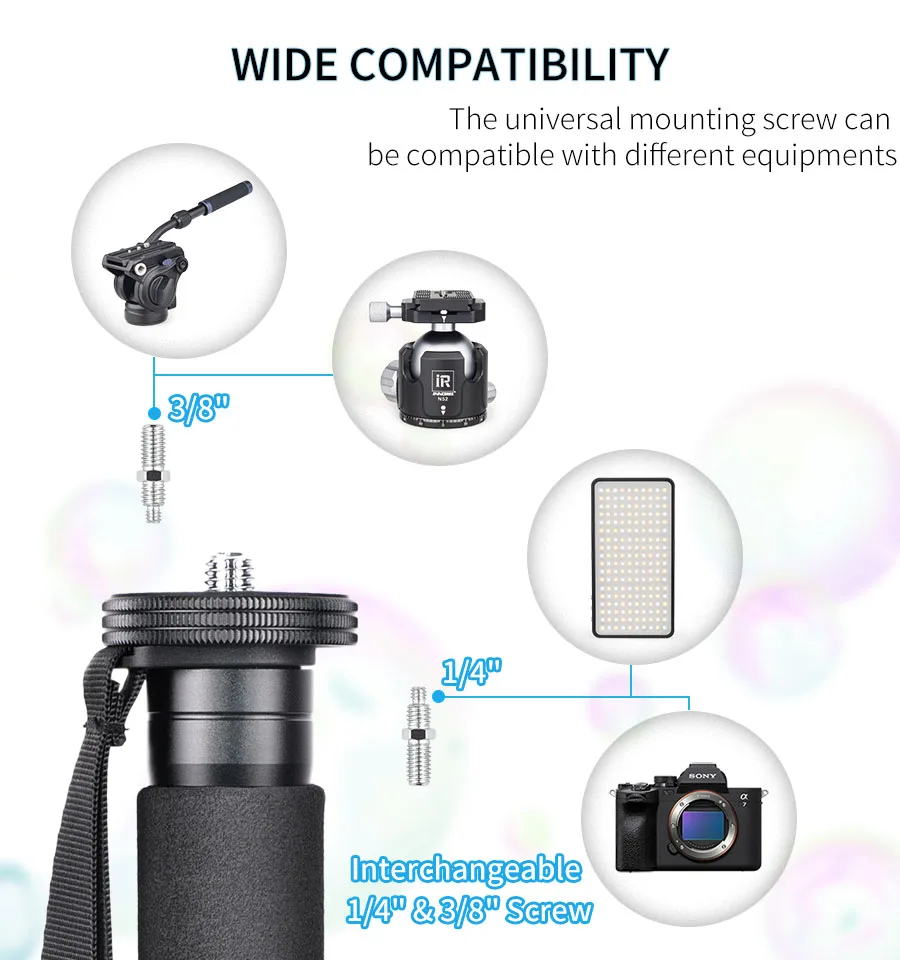 INNOREL RM255C Professionelles Carbonfaser-Einbeinstativ für Canon Nikon Sony DSLR-Kamera Videokamera 5-teilige Fotografiehalterung – Detail 3