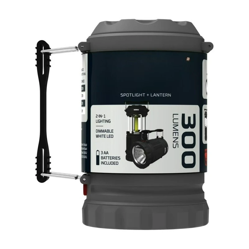 

300 Lumen Gray Lantern and 150 Lumen Spotlight, Battery Operated