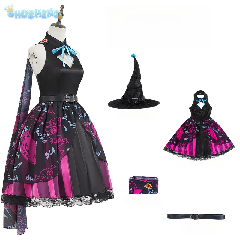 Arcane: League of Legends Jinx LOL Cosplay Costume Hat shawl belt dress set Halloween party new sweet Woman Jinx uniform XS-XXXL