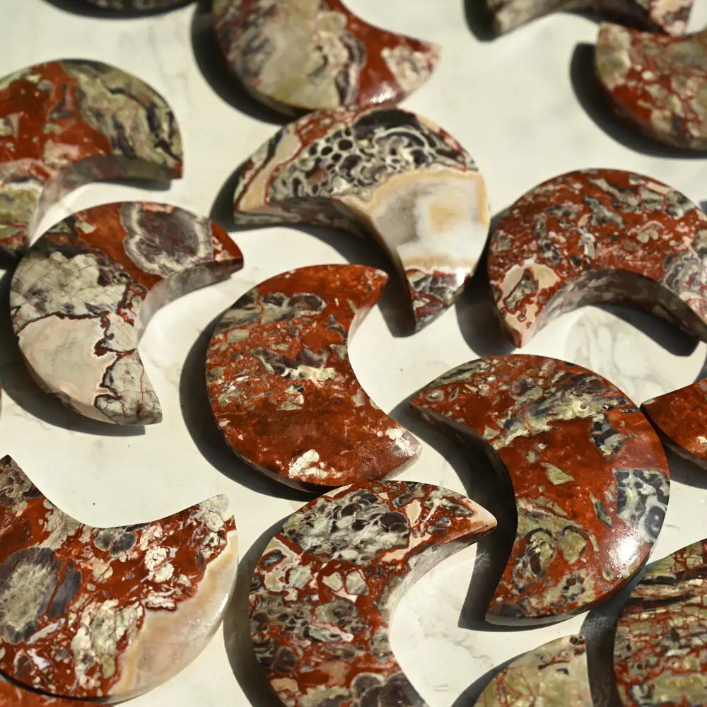 

1Pc Money Agate Moon Hand-Carved Natural Stone, Perfect for Home & Office Decor, Unique Gift Idea for Friends