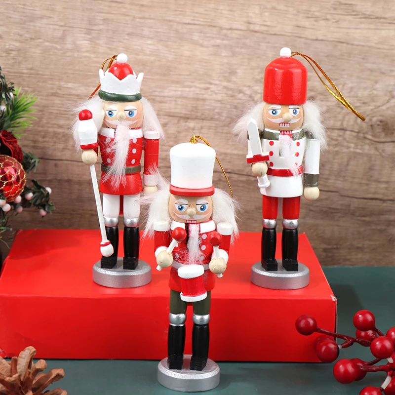 1Pc 12CM Nutcracker Puppet Soldier Pendant Christmas  Decoration Cartoon Mini Soldier Doll Desktop Ornament Home Decor