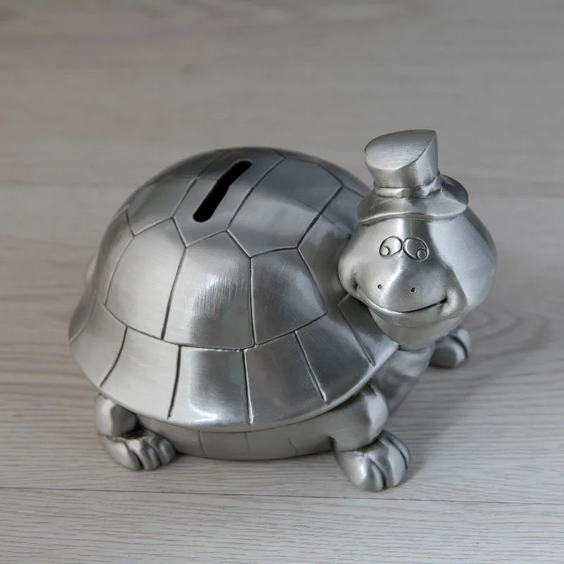 

cartoon turtle metal piggy banks to save money antique petwer coin Organizer box for kids'money saving SNG040