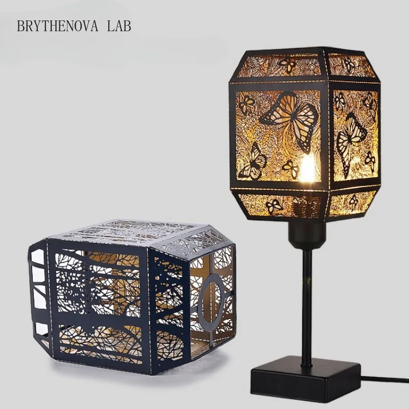 Pendant Lamp Shade Chandelier Shade Replacement E27 for Cafe Living Decoration Room Wrought Iron Lampshade Carving Metal Cage
