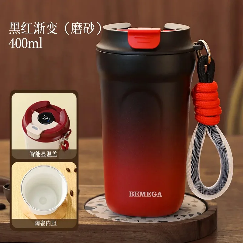 400ml water bottle with straw Thermos mugs Coffee mug Portable Travel Water bottle Ceramic liner Heat preservation coffee cup