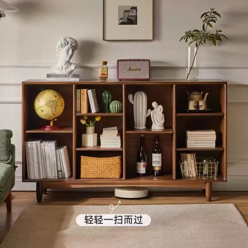 Solid wood bookshelf shelf against the wall integrated floor simple picture book shelf display lattice cabinet kindergarten livi