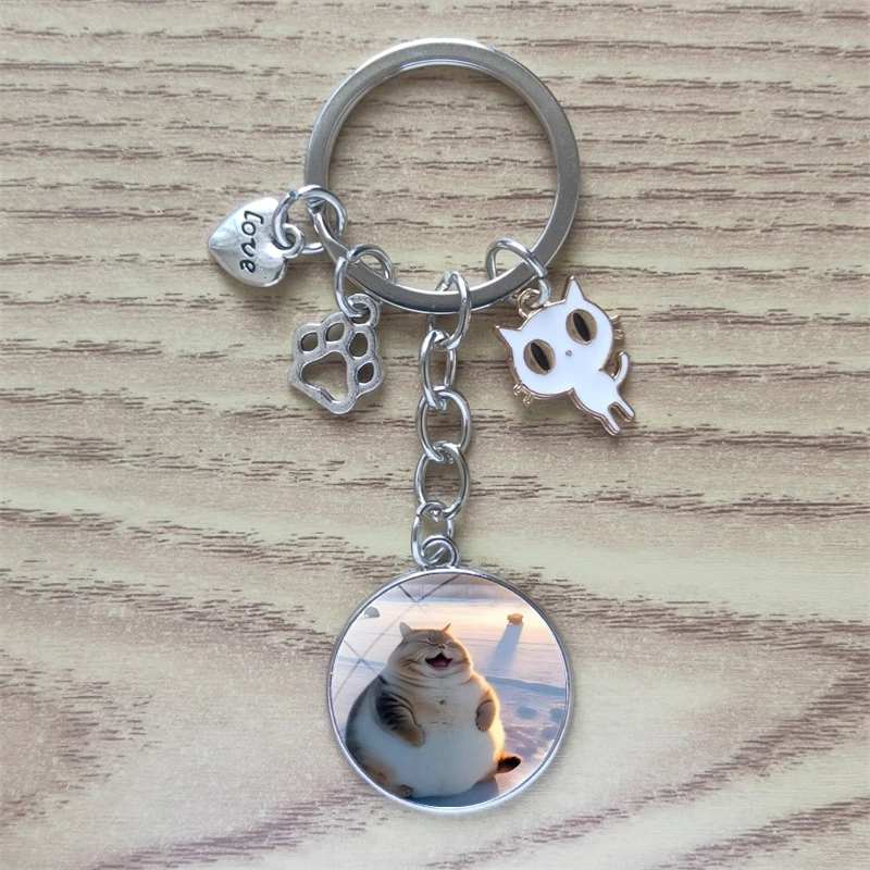 Classic Keychain Time Jewel Customized Cute Animal Pet Paw Print I Love Cat Car Keyring Men Women Fashion Alloy Memorial Gift