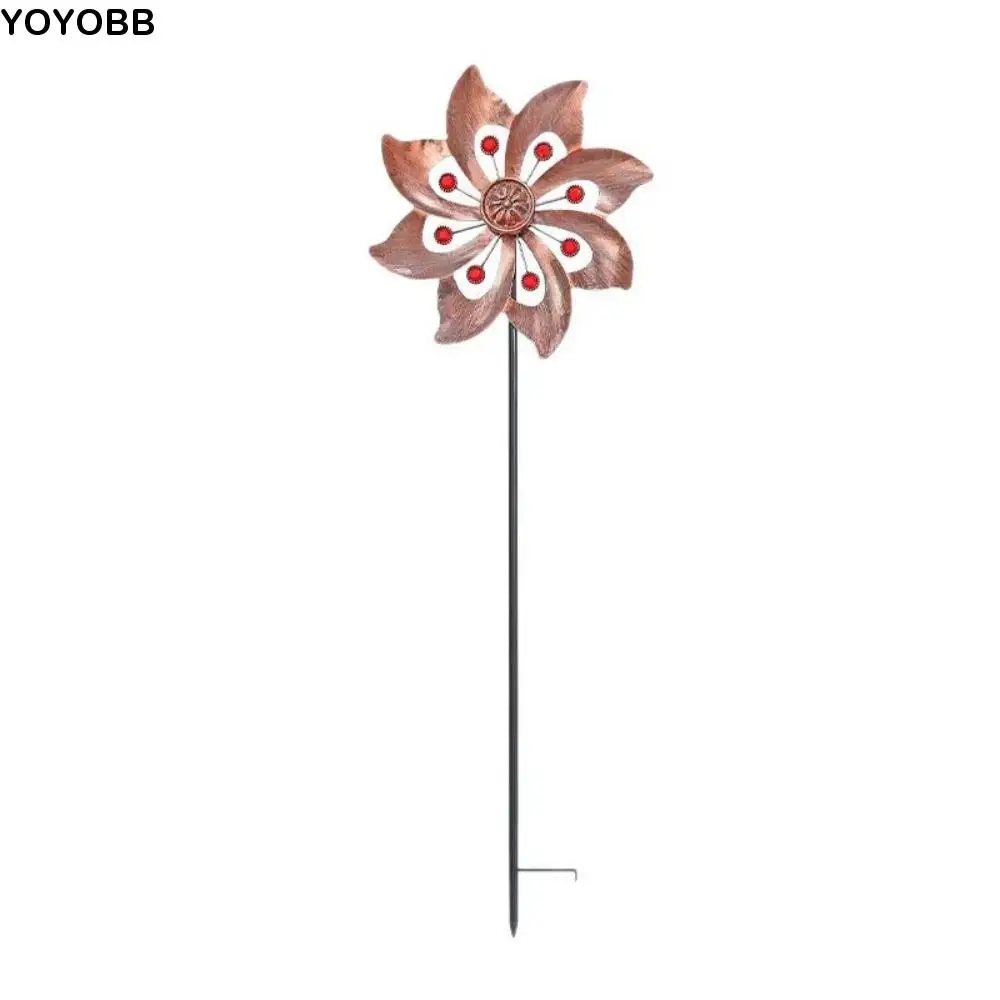 

Garden Stake Metal Wind Spinners Rotating Durable Double Windmill Sculpture Creative Gardening Plug Park