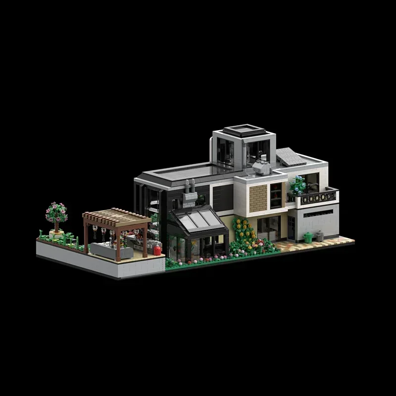 Cidade rua vista moc bloco de construção casa vidro modular modelo tecnologia tijolo diy montagem brinquedo presentes do feriado