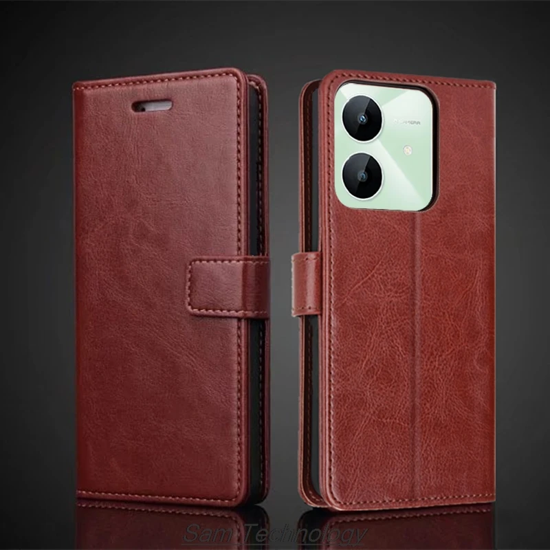 

Чехол-держатель для карт для OPPO Realme Note 60x, откидная крышка из искусственной кожи, чехол-кошелек в стиле ретро, чехол для телефона Business Capa Fundas Coque