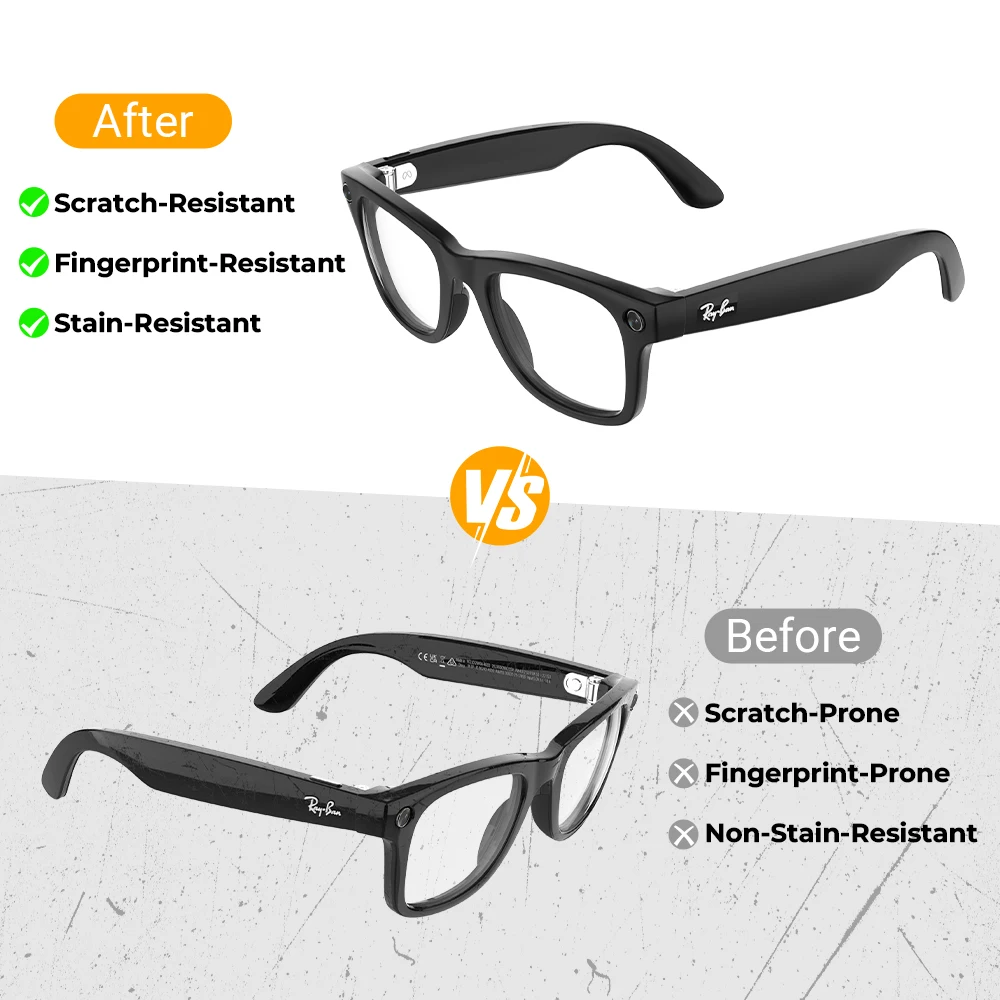 ملصقات HiBloks باللون الأسود غير اللامع لـ Ray-Ban Meta Wayfarer RW4006/RW4012 GEN 1 & 2 50-22 غطاء حماية لإطار النظارات الذكية