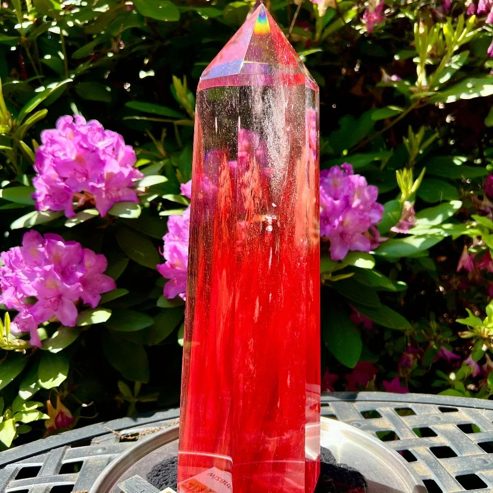 1PC Red Smelting Quartz Crystal Obelisk Tower, Crystal Wand Point for Home Decor, Holiday Party Favors, Crystal Gifts wicca
