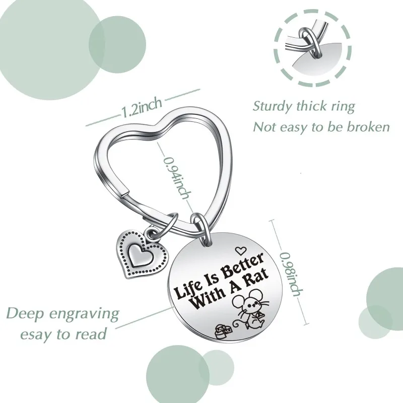 Rat Inspirational Keychain Rat Mom Gift Rat Charm Keychain Pet Rodent Owner Gift Rat Keychain Gifts for Women Men