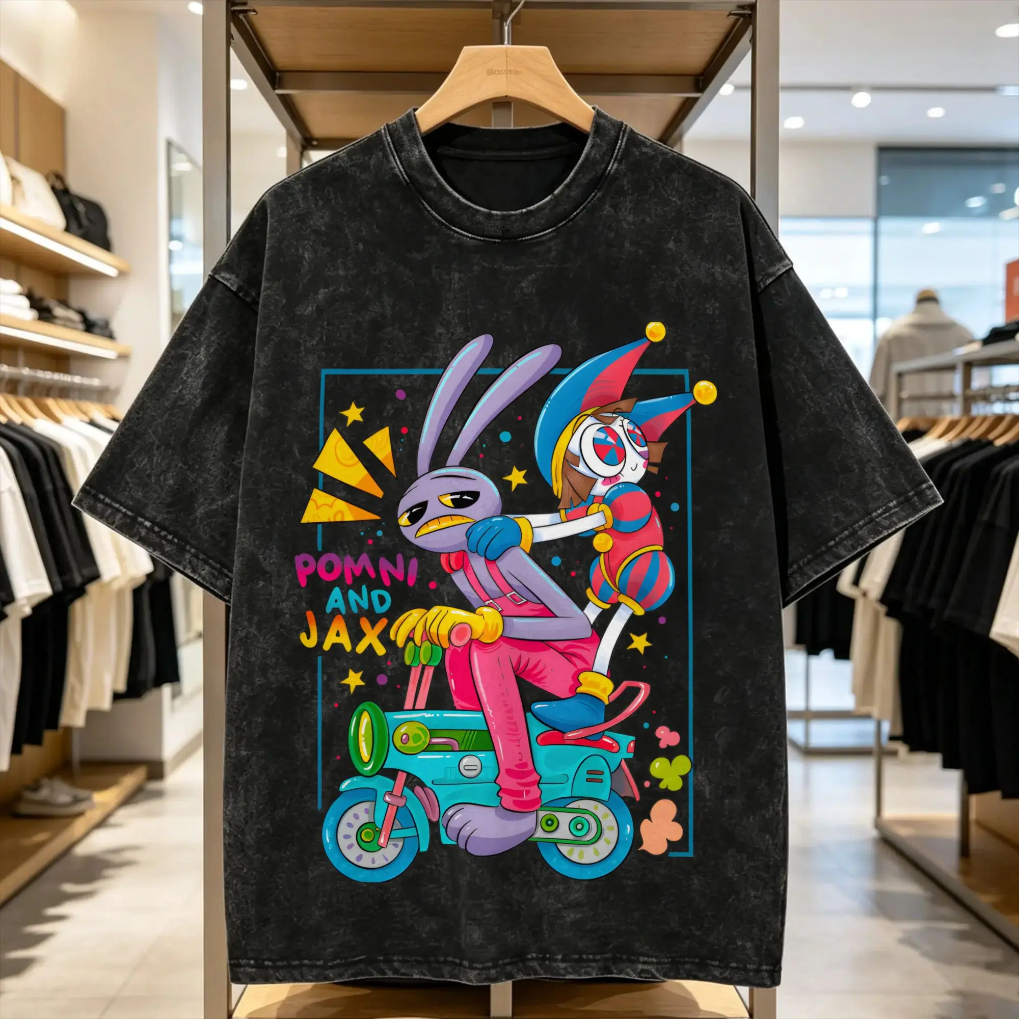 Cartoon Digatal Circus T-Shirt Men  Leisure Cotton Tees Crewneck Short Sleeve T Shirt Big Size Clothes