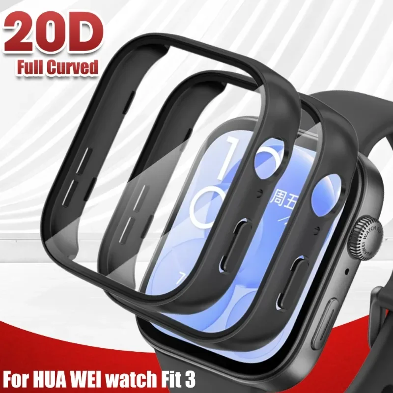 Full Protective Case For Huawei Watch Fit 3 Tempered Glass Smartwatch Bumper Protector Full Coverage Screen Protect Case 1-2Pcs