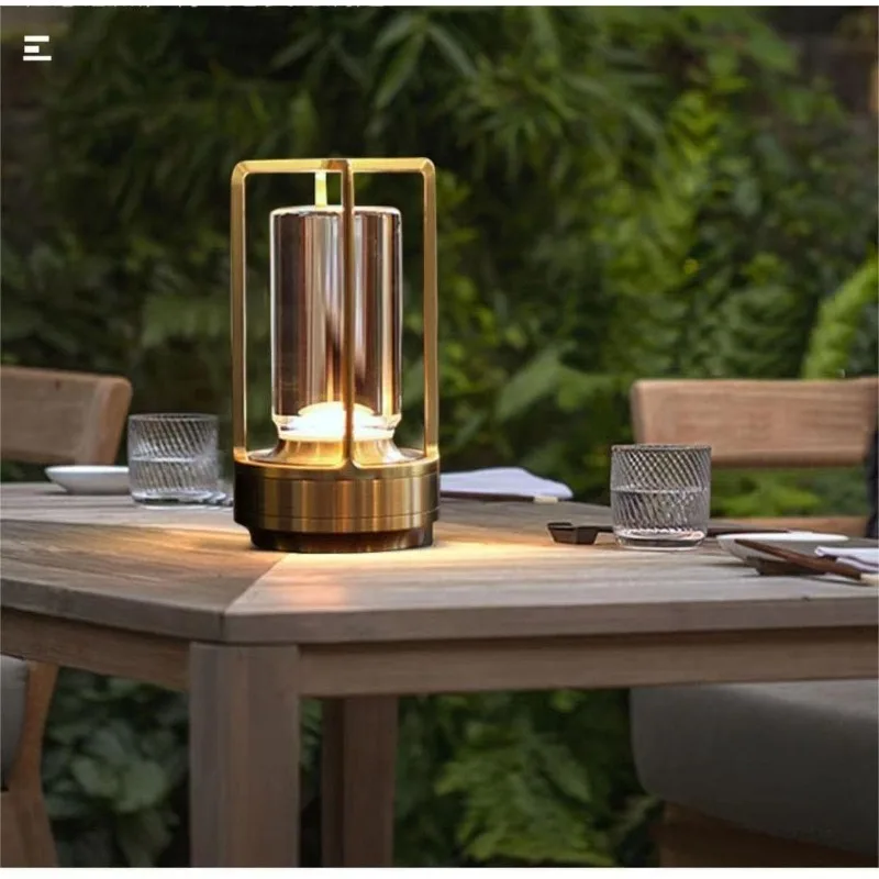 

Portable Metal Table Lamp for Indoor/Outdoor ,Rechargeable Cordless LED Lamp, 3-Colour Infinitely Dimming Battery Powered Small