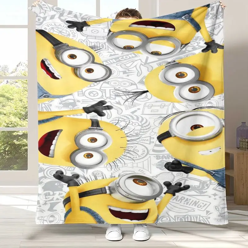 Funny Kawaii M-Minions Cartoon Soft Flannel Throw Blanket,Cozy Warm Blanket for Bed,Sofa,Living Room,Picnic,Home Decor,Gift Kid