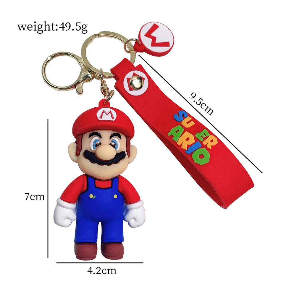 Anime 6 sztuk Super Mario Bros brelok figurka wisiorek uroczy postać z kreskówki zabawka lalka Model dekoracja prezent urodzinowy dla dziecka