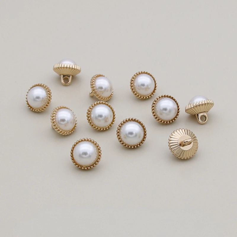 20pcs Pearl Gold Metal Shank Buttons Shirt Button for DIY Garment Clothing Coat Cufflink Wedding Dress Sewing Crafts Accessories