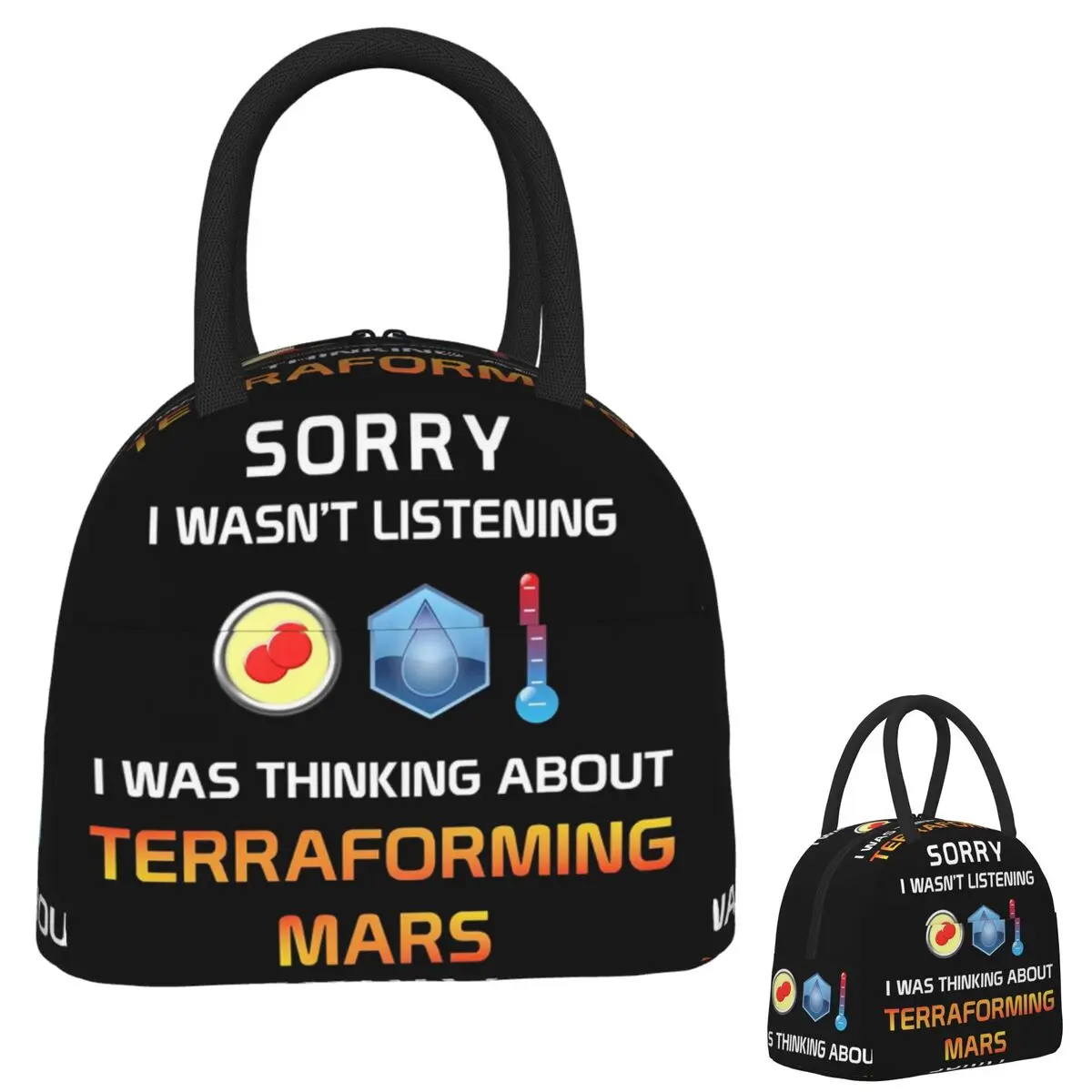 

Focused Terraforming Mars Player Insulated Lunch Bag for Women Children Leakproof Food Boxes Thermal Lunch Box Tote