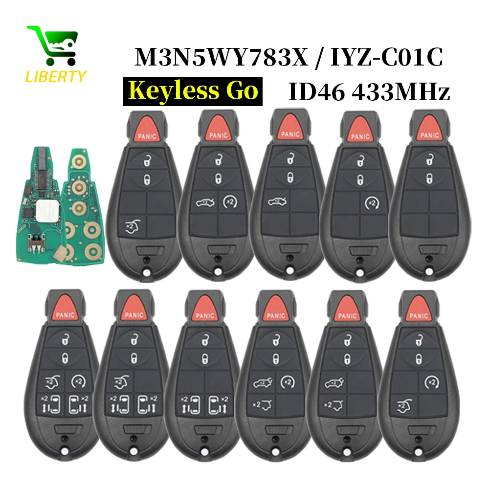 

Liberty M3N5WY783X ID46PCF7953 433MHz Keyless Go Car Remote Key 1YZ-C01C For Jeep Grand Cherokee Dodge RAM Chrysler Town&Country