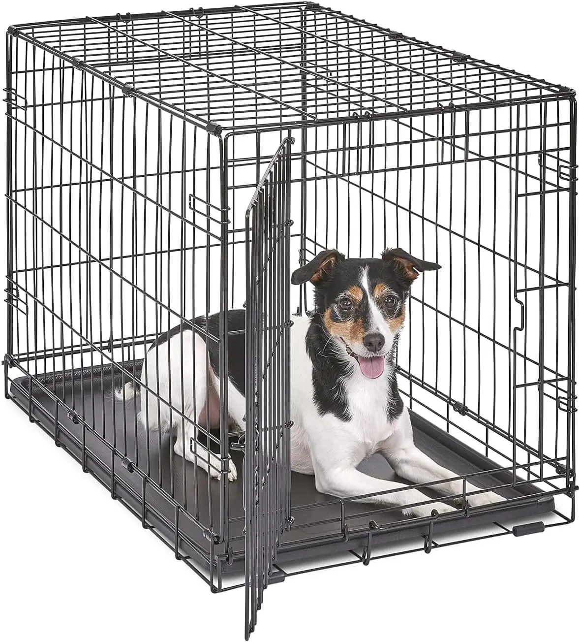 

Newly Enhanced Single Door iCrate Dog Crate, Includes Leak-Proof Pan, Floor Protecting Feet, Divider Panel