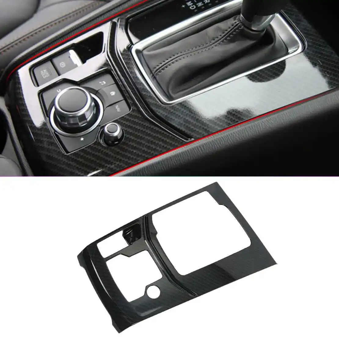 Carbon Fiber Style Plastic Central Console Gear Shift Panel Cover Trim Fit for Mazda CX-5 KF 2017 2018 2019 2020 2021 2022-2024