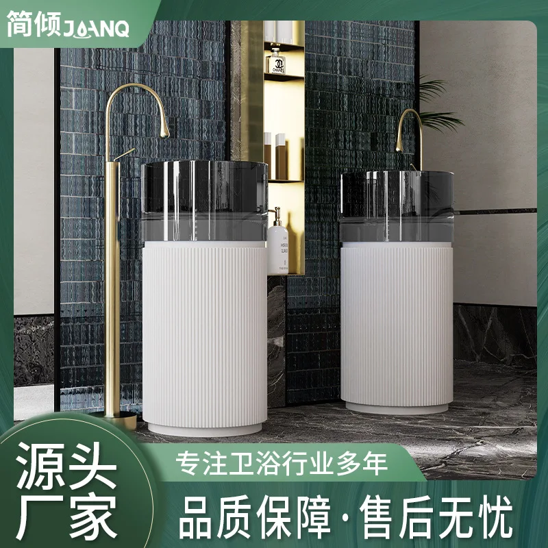 Hotel Engineering Round Vertical Resin Washbasin Bathroom Independent Washbasin Small apartment artificial stone pillar basin