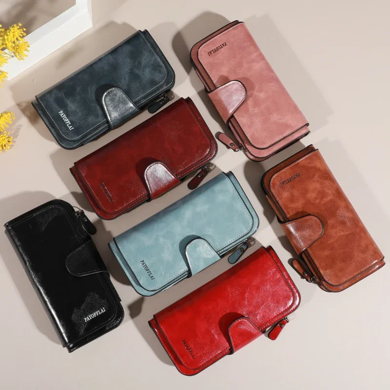 محفظة رجالية بسحاب طويل، محفظة من جلد البولي يوريثان عالي الجودة، حقيبة يد رجال الأعمال، محفظة حامل بطاقة الائتمان، للرجال #6