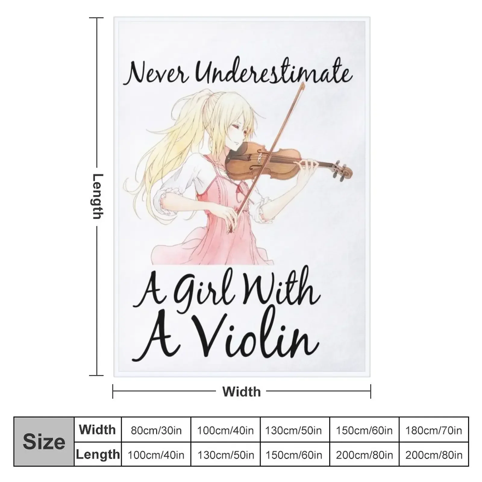 never underestimate a girl with a violin gift for girls who play violin music lovers Throw Blanket Moving Blankets