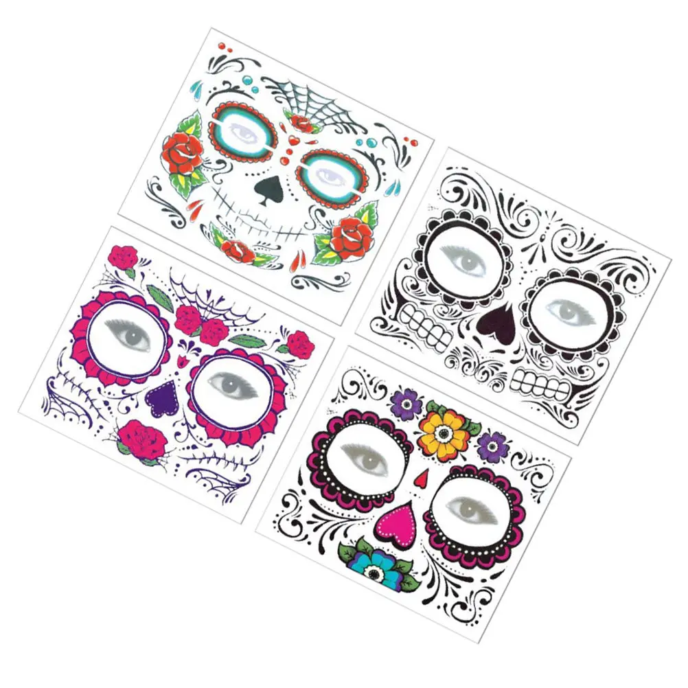 

Набор из 4 временных татуировок Kawaii: водостойкие наклейки для лица и тела, идеально подходят для Хэллоуина, вечеринок, в качестве подарков для детей и взрослых, веселый подарочный набор