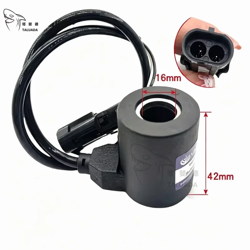 For Sany Solenoid Valve SY55 SY60 Solenoid Valve Coil  SY65 SY70 SY75-9-10 Solenoid Valve Coil Pilot Safety Lock Excavator