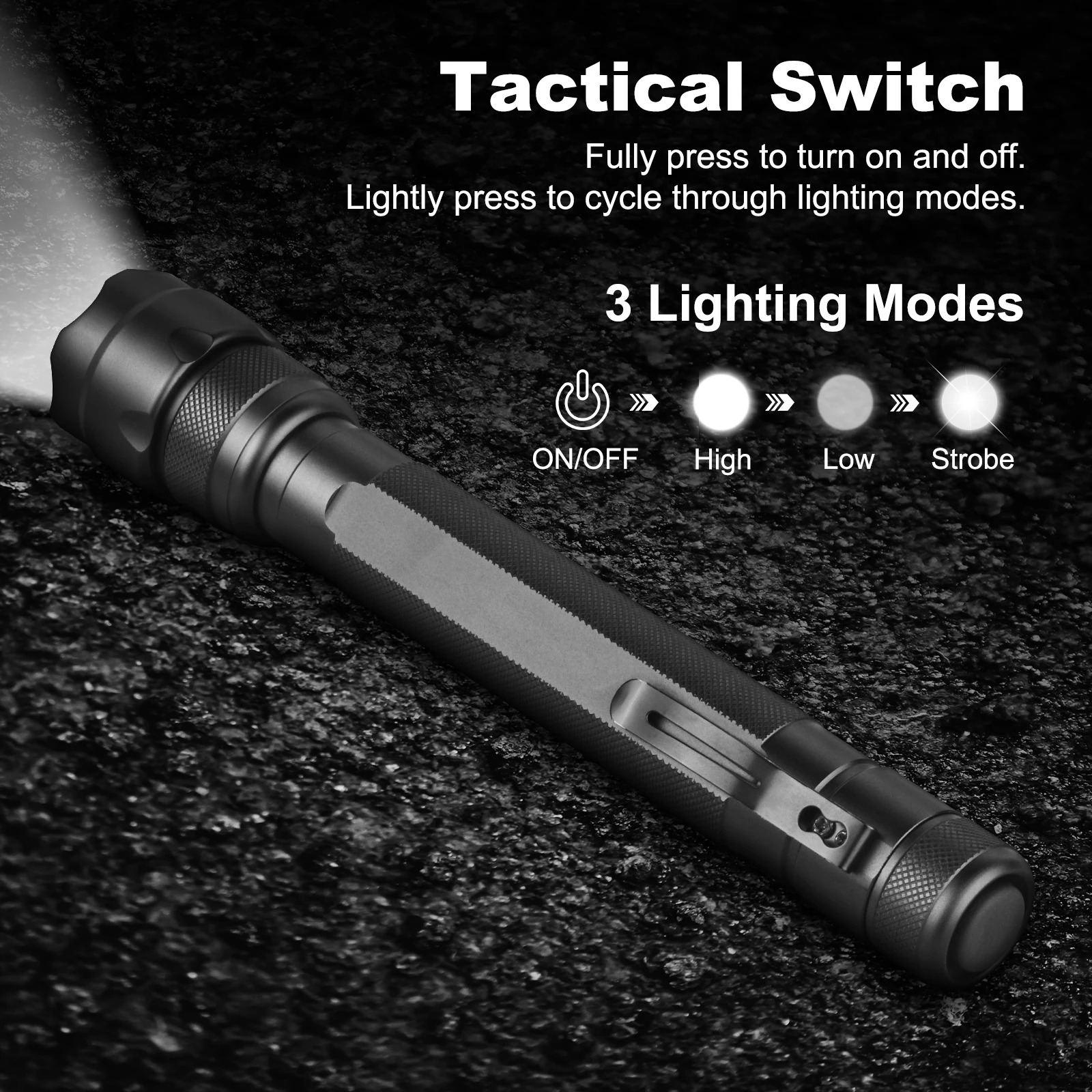 UltraFire WF-502D LED Tactical Flashlight Super Bright 1300LM 3 Modes EDC Flash Light Portable Handheld Flashlight for Outdoor