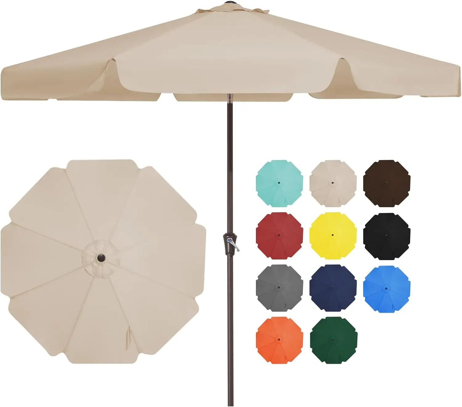 

JEAREY 9FT Patio Umbrellas Outdoor Large Market Umbrella With Push Button Tilt and Crank Lift System 8 Sturdy Ribs UV Protection