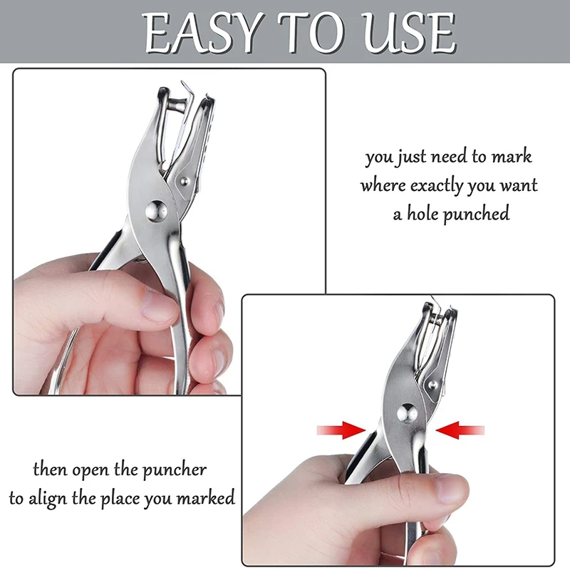 Perforadora Manual Alicates perforadores de 3 mm 2 piezas Perforadora de 1 orificio Perforadora de papel manual Plata