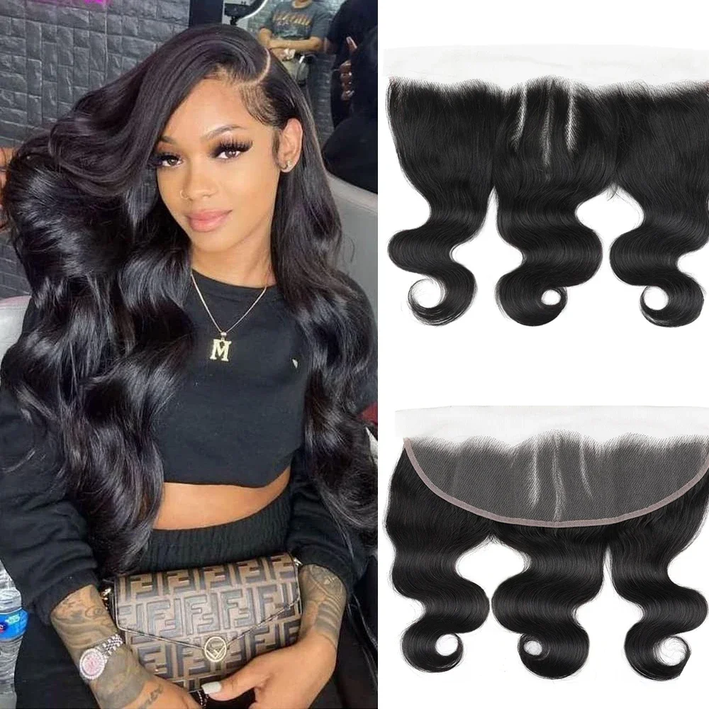 

13x4 HD Transparent Lace Frontal Human Hair Pre-plucked Brazilian Body Wave Lace Closures Only 100% Hand Tied DD Lace Frontal