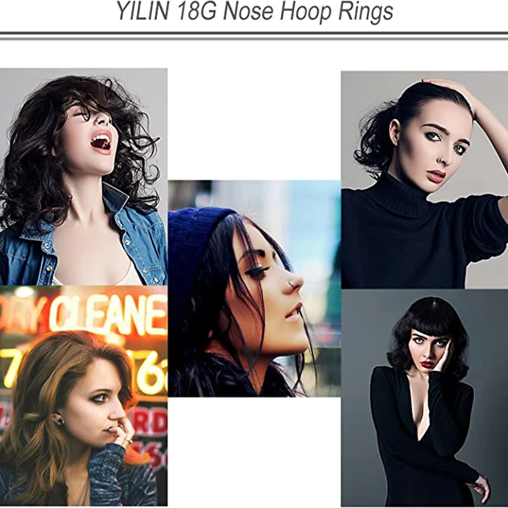 12PCS 22G Stainless Steel Fake Nose Septum Hoop Rings Lip Helix Cartilage Tragus Ear Ring Piercing 6-10mm