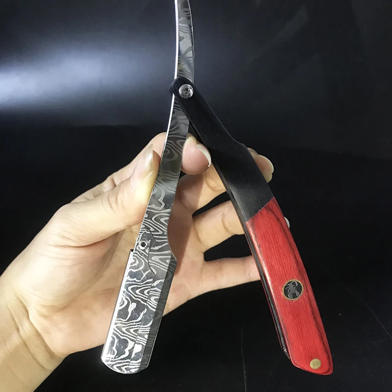 ماكينة حلاقة مستقيمة ماكينة حلاقة يدوية خشبية ماكينة حلاقة احترافية ذات حافة مستقيمة من الفولاذ المقاوم للصدأ هدية ماكينة حلاقة حادة