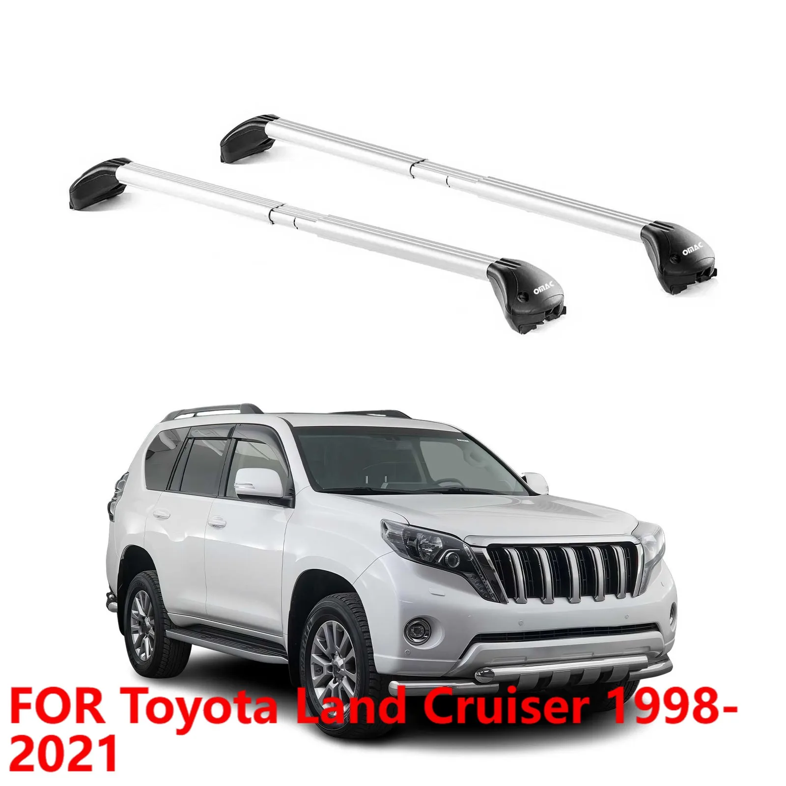 

For Toyota Land Cruiser 1998-2021 Roof Rack Cross Bars Aluminum Grey 2pcs