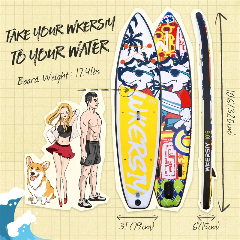 Inflatable 320*79*15cm Ultra-Light SUP for All Skill Levels Everything Included with Stand Up Paddle Board,  Pump, ISUP Travel