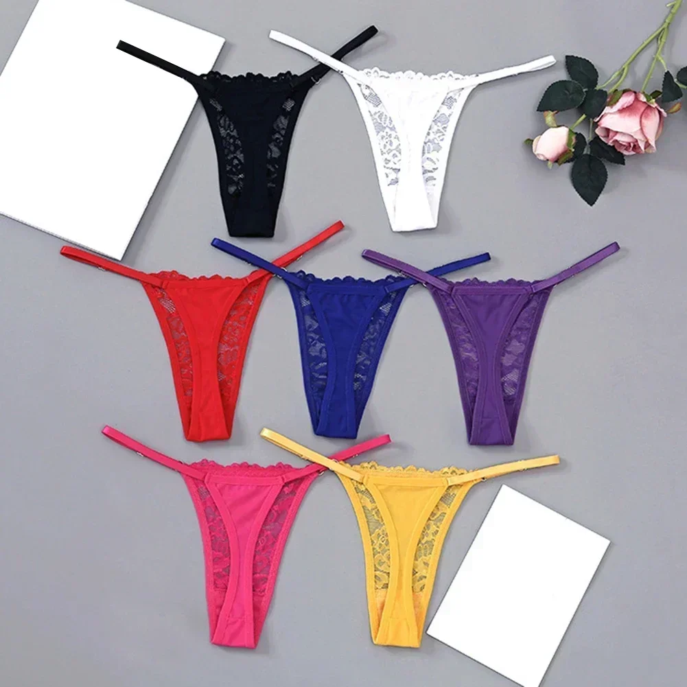 Ropa interior de tiro bajo azul para Hotel, ropa interior Sexy de encaje para mujer, bragas de Color sólido, ropa de dormir de Hotel, tela de poliéster