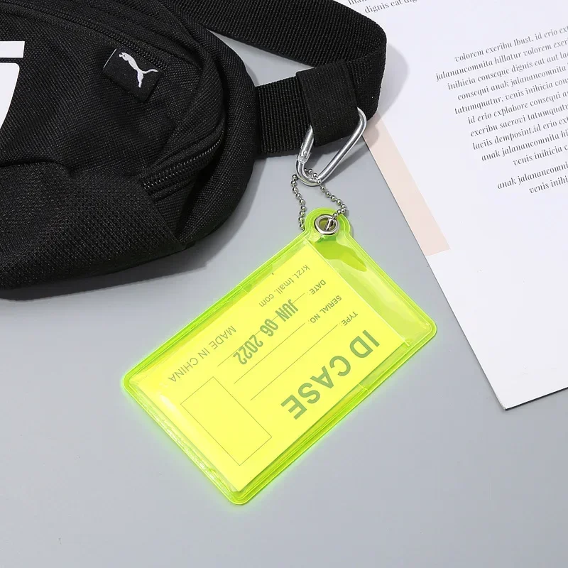 1Pc Casual Transparent Fluorescent Color Id Card Holder Student Girl Bus Subway Meal Card Anti-loss Portable PVC Soft Card Case